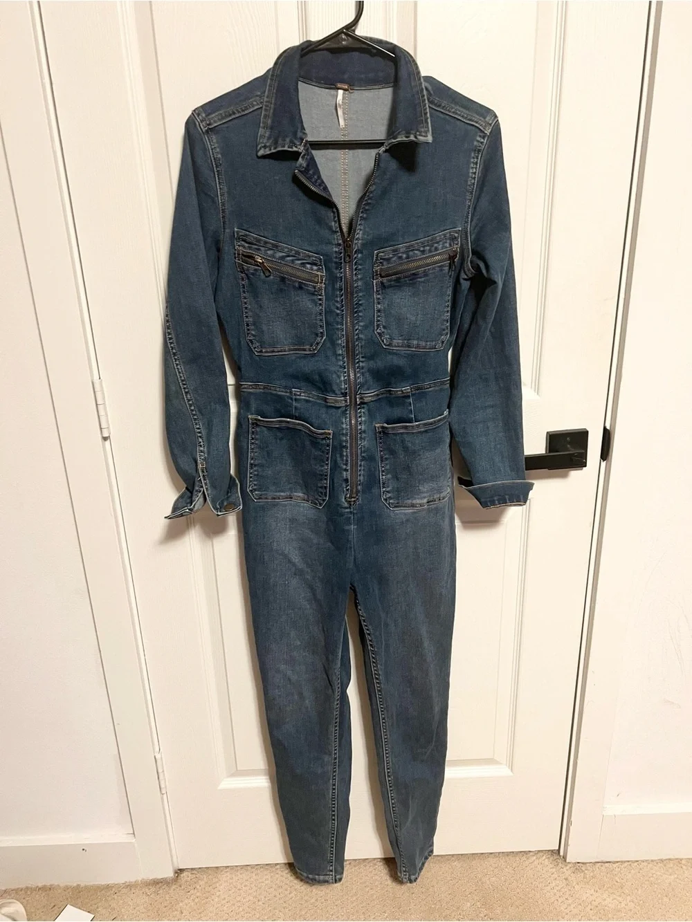 Free People Lennox Denim Jumpsuit size M